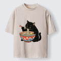 Kyoto-Lion Japanese Ramen Cat Washed T-Shirt