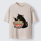 Kyoto-Lion Japanese Ramen Cat Washed T-Shirt