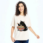 Kyoto-Lion Japanese Ramen Cat Washed T-Shirt