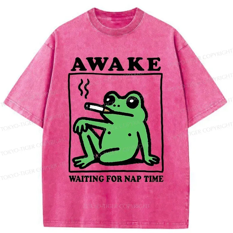 Kyoto-Lion Frog Waiting For A Nap Washed T-Shirt