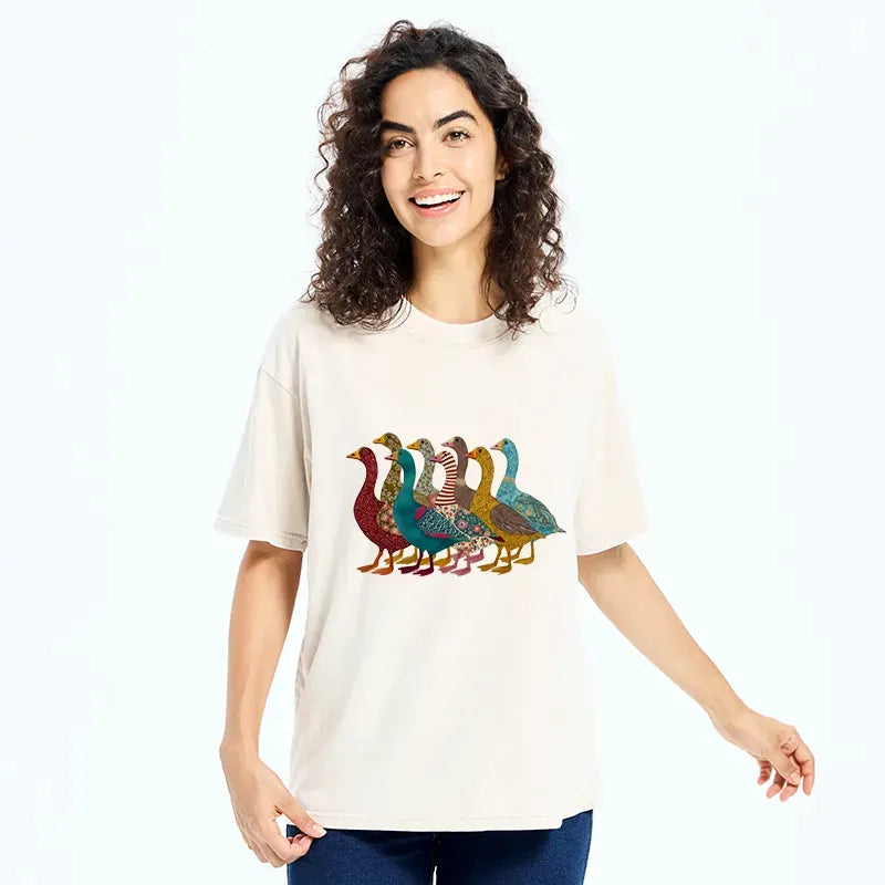 Kyoto-Lion All Kinds Of Ducks Washed T-Shirt