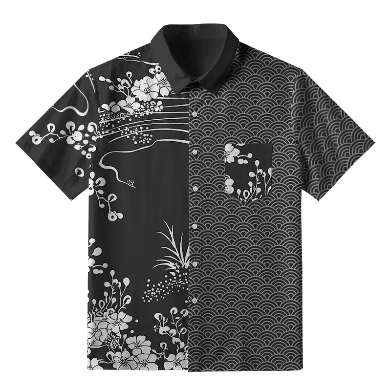 Kyoto Lion Flowing Waves Shirt for Beach