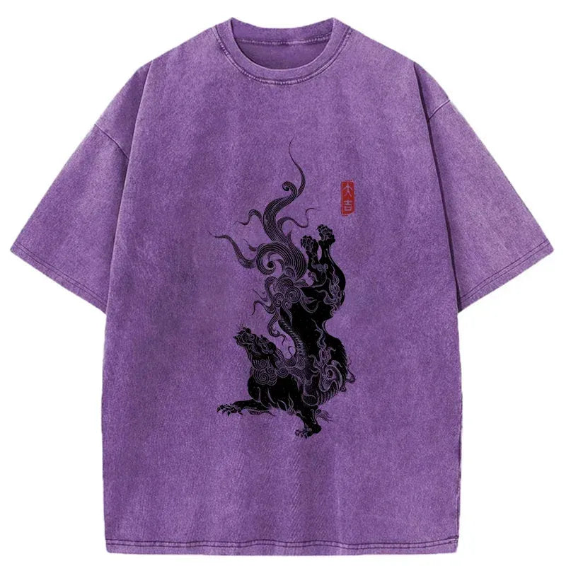 Washed Japanese Mythical T-Shirt for Summer