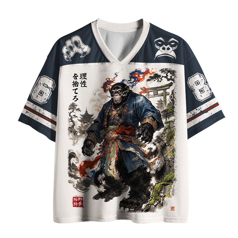 Kyoto-Lion Japanese Demon Gorilla Ukiyo-e Art Mesh Jersey