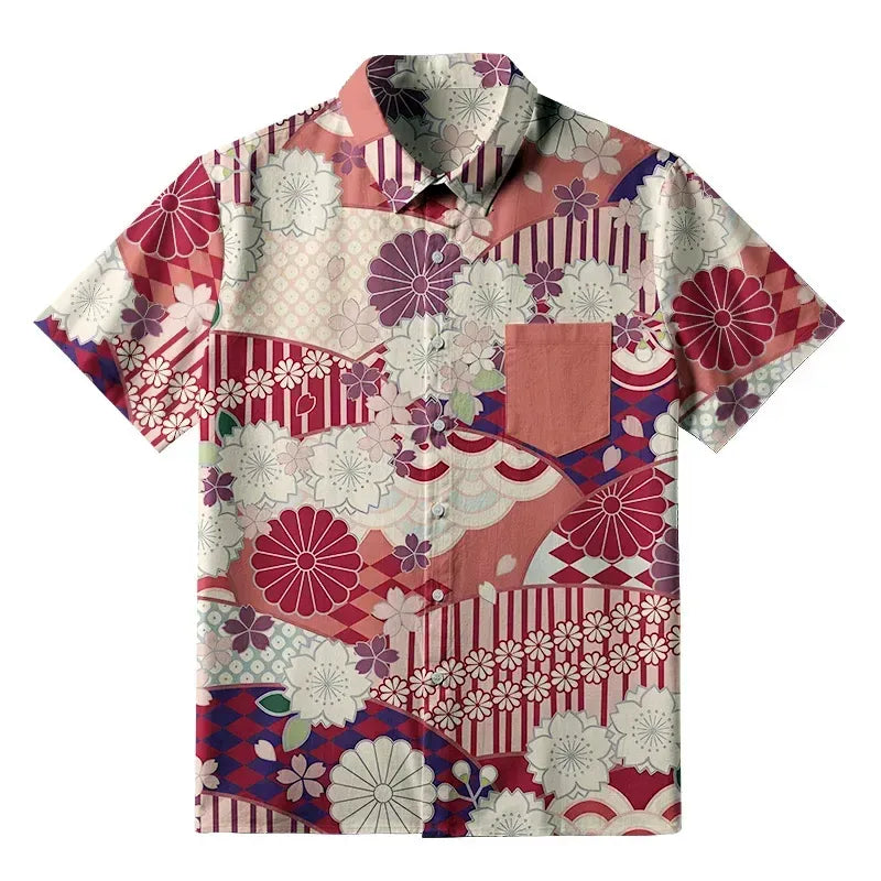 Kyoto Lion Floral Fusion Shirt for Summer