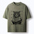 Kyoto-Lion Funny Cat Vs Dog Joke Washed T-Shirt