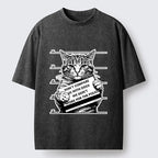 Kyoto-Lion Funny Cat Vs Dog Joke Washed T-Shirt