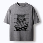 Kyoto-Lion Funny Cat Vs Dog Joke Washed T-Shirt