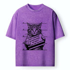 Kyoto-Lion Funny Cat Vs Dog Joke Washed T-Shirt