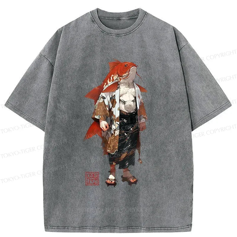 kyoto lion ukiyo-e washed t-shirt