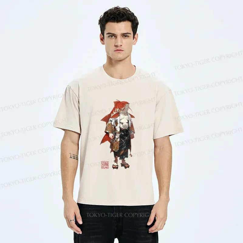 kyoto lion ukiyo-e washed t-shirt