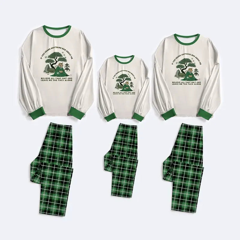 funny zen tiger family matching pajamas
