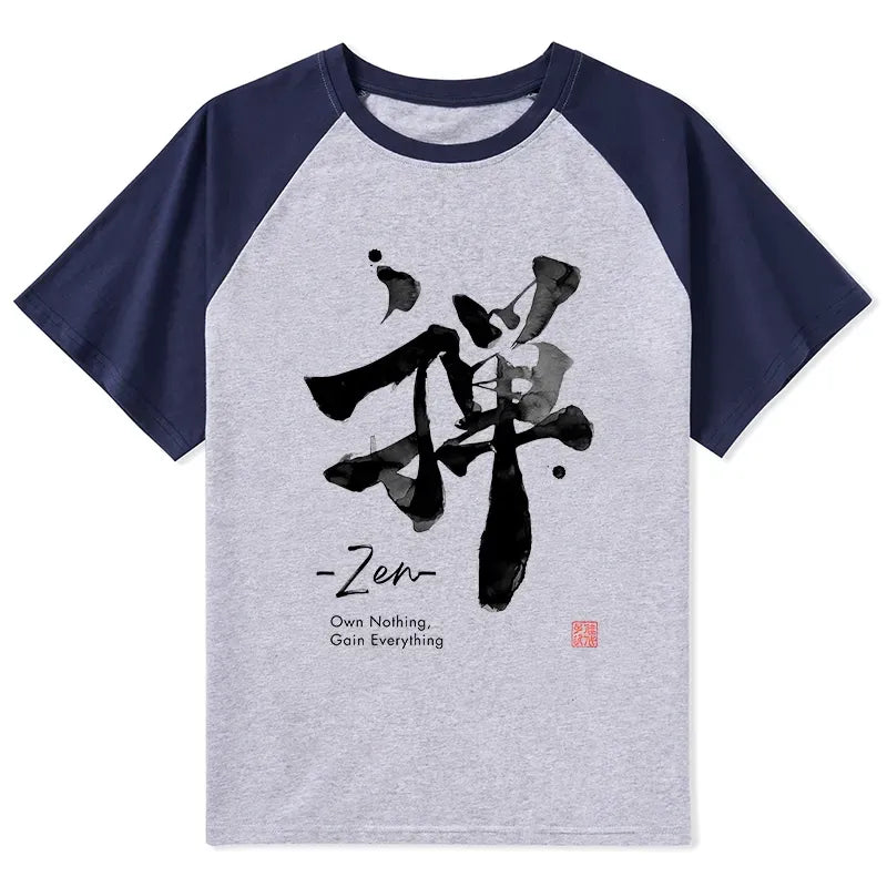 Kyoto-Lion Zen Texts Raglan T-shirt