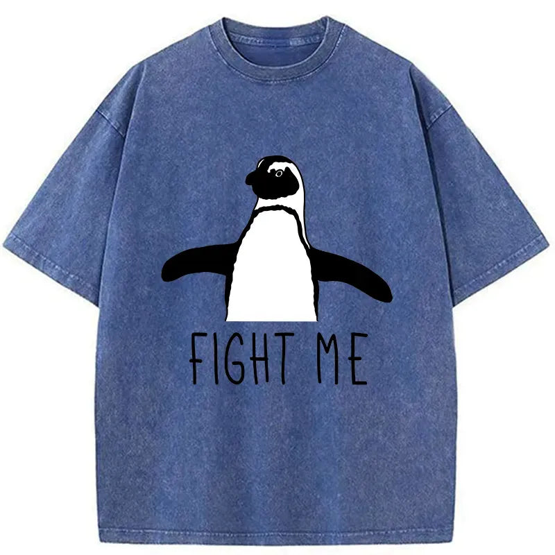 Kyoto-Lion Fighting Penguins Washed T-Shirt