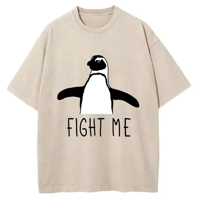 Kyoto-Lion Fighting Penguins Washed T-Shirt