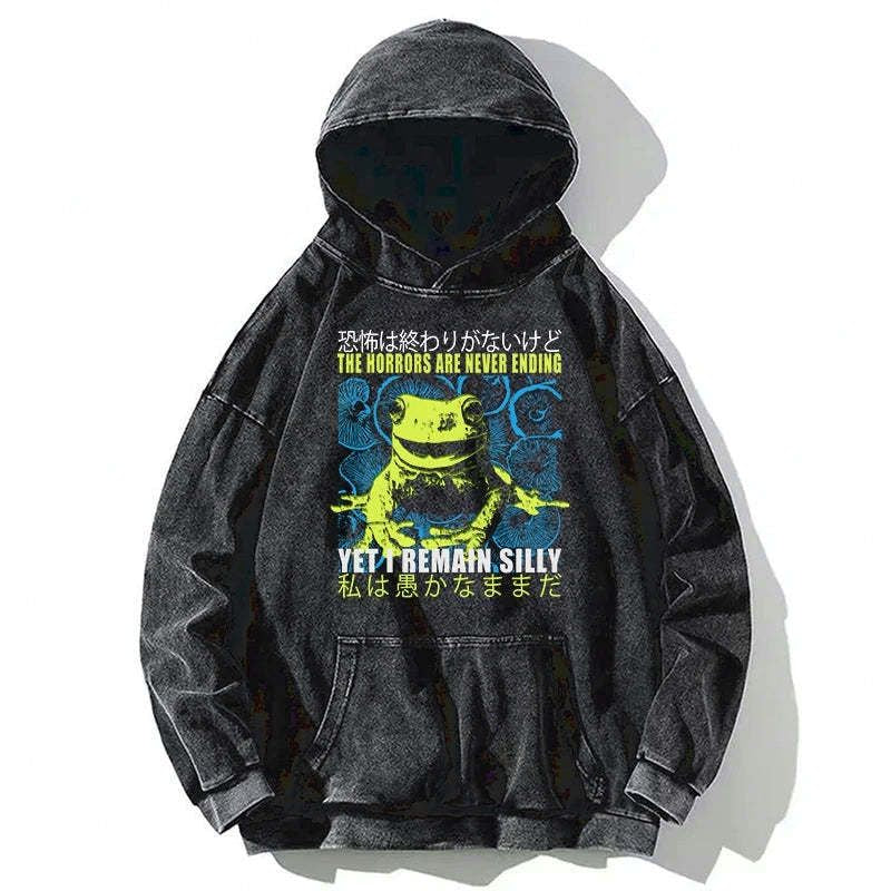 Kyoto-Lion A Self-Aware Frog Washed Hoodie