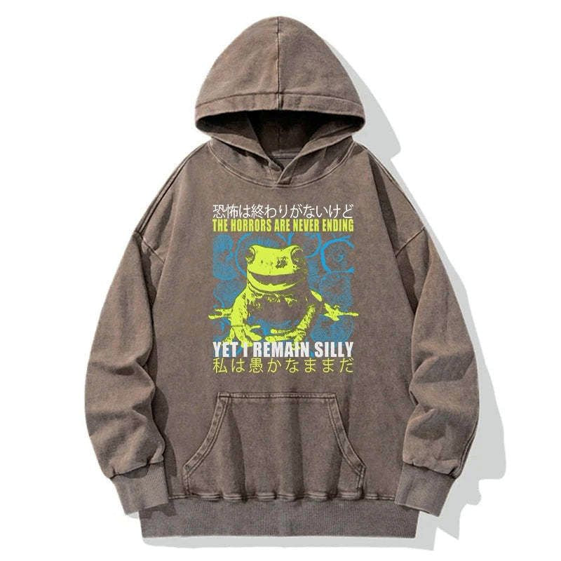 Washed Unisex Frog Hoodie for Daily Wear