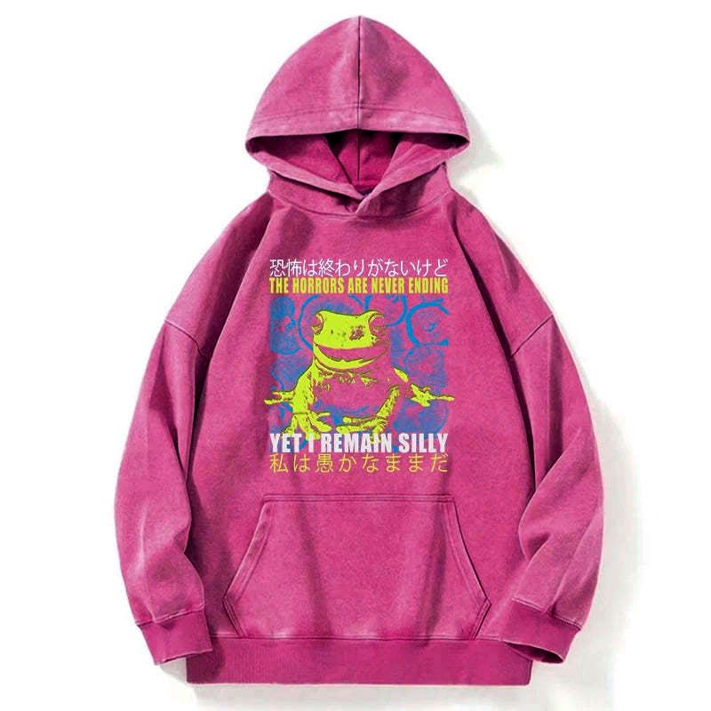 Washed Unisex Frog Hoodie for Daily Wear