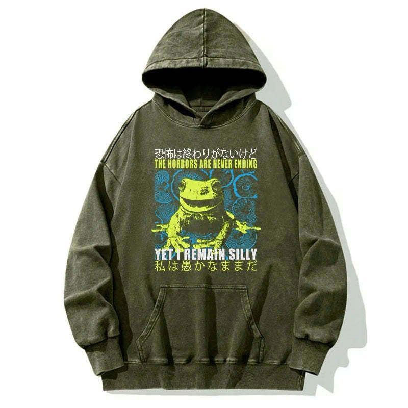 Washed Unisex Frog Hoodie for Daily Wear