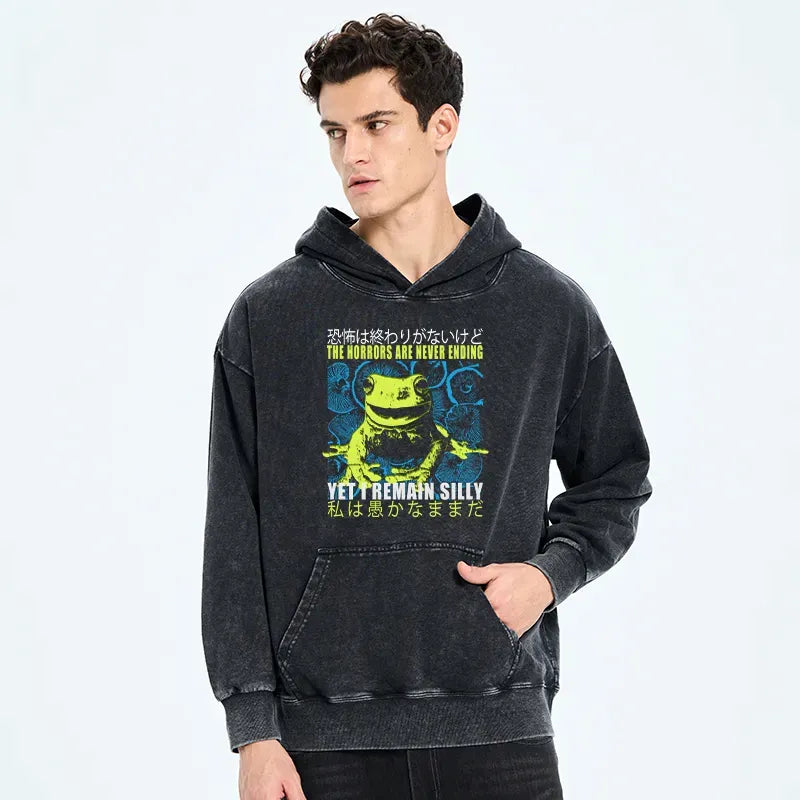 Kyoto-Lion A Self-Aware Frog Washed Hoodie