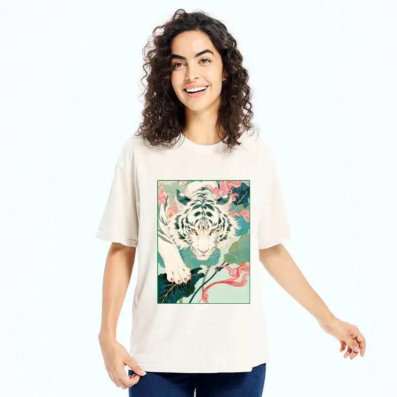 vintage white tiger t-shirt free shipping