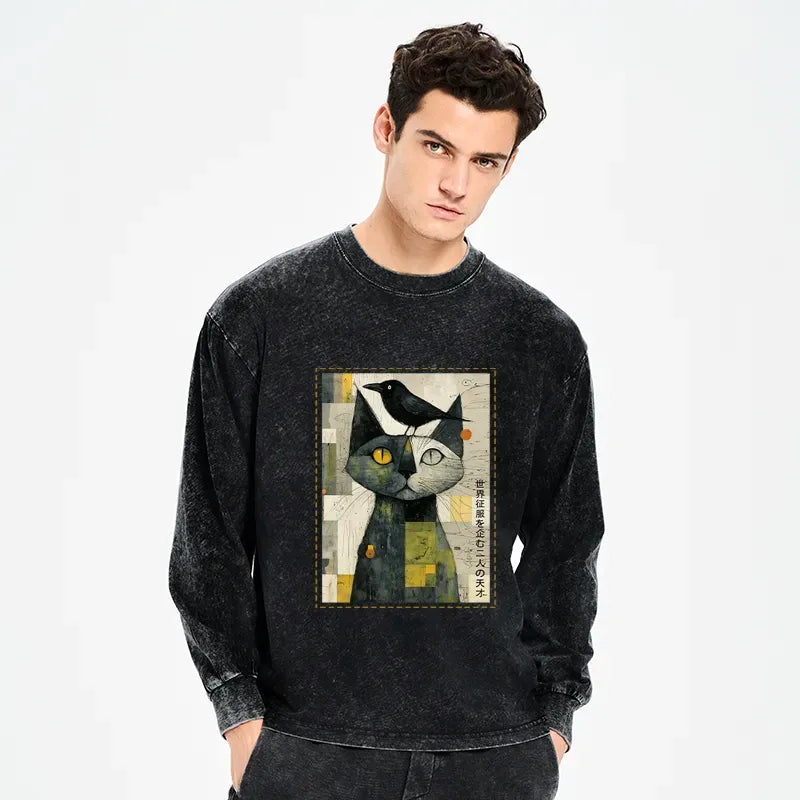 Funny Cat Crow Tee for Daily Streetwear