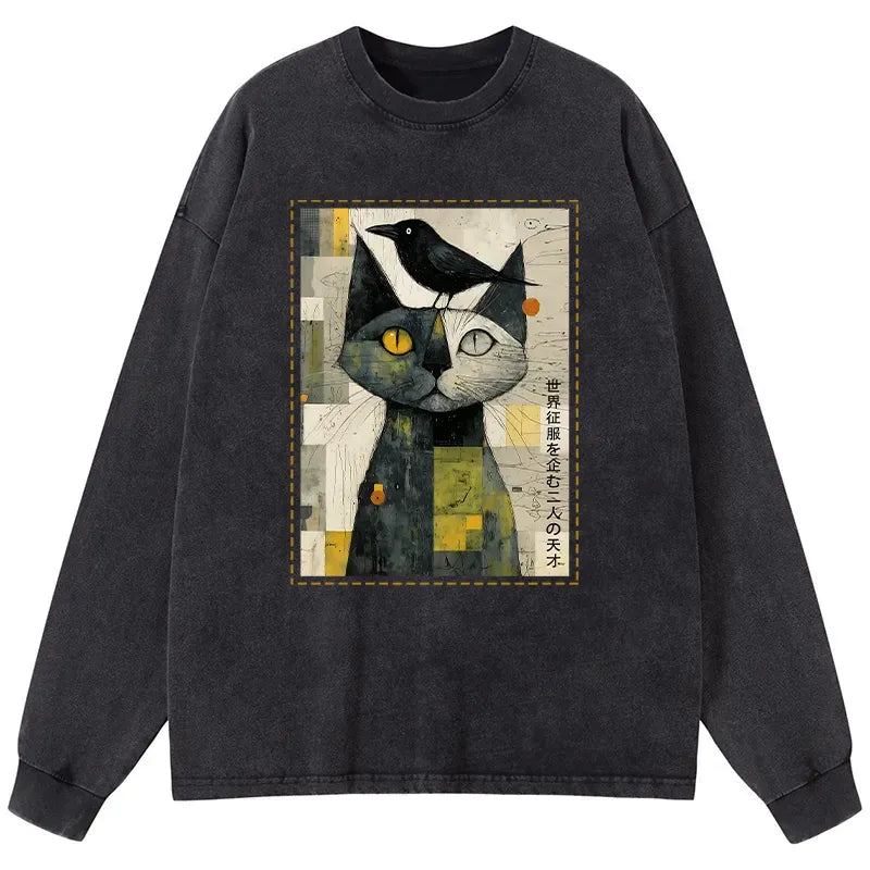 Funny Cat Crow Tee for Daily Streetwear