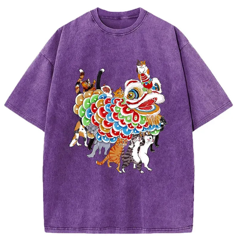 kyoto lion cats vintage unisex tee gift idea
