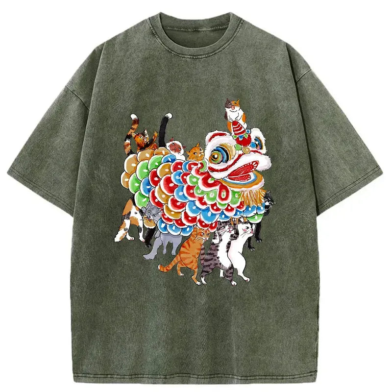 kyoto lion cats vintage unisex tee gift idea