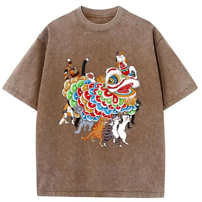 kyoto lion cats vintage unisex tee gift idea