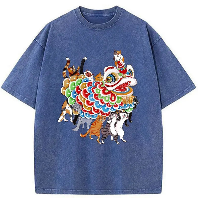 kyoto lion cats vintage unisex tee gift idea