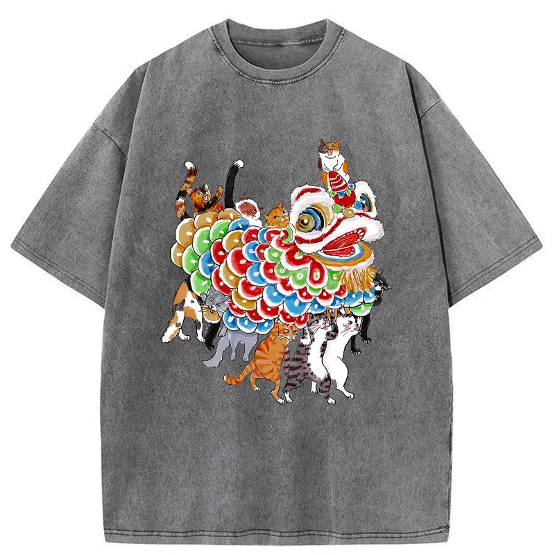 kyoto lion cats vintage unisex tee gift idea