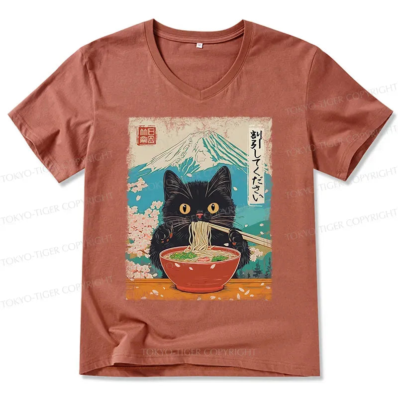 Japanese vintage cat t-shirt for men