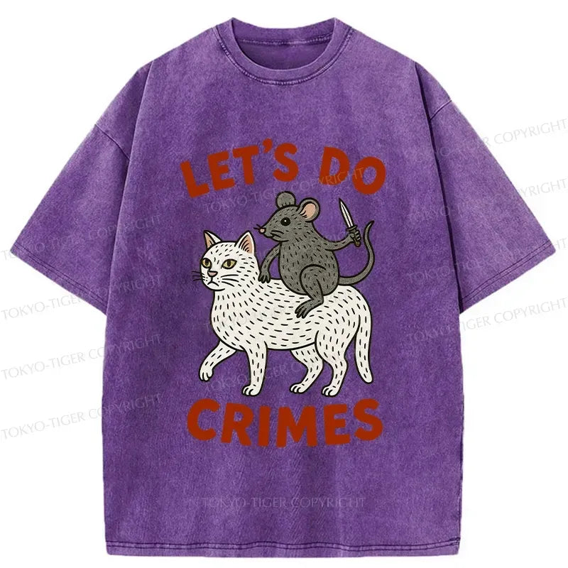 Kyoto-Lion Let's Do Crimes Funny Washed T-Shirt