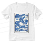Kyoto-Lion Japanese Retro Art Wave V-Neck Classic T-Shirt