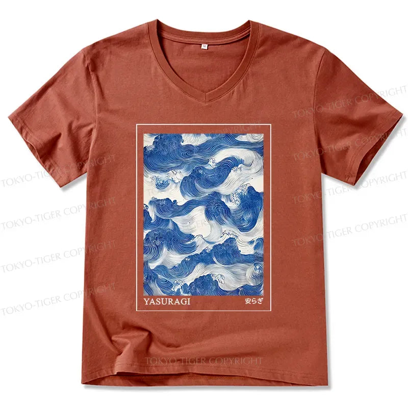 Kyoto-Lion Japanese Retro Art Wave V-Neck Classic T-Shirt