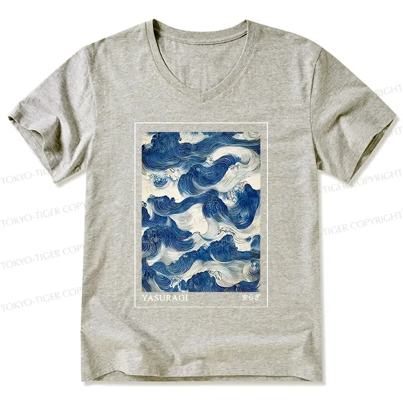 Vintage Japanese V-Neck Shirt for Beach