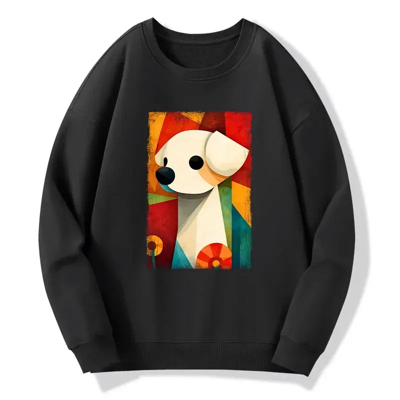 Kyoto-Lion Retro Abstract Color Block Puppy Art Classic Sweatshirt
