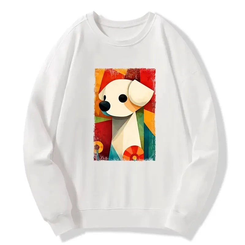 retro abstract color block sweatshirt for men