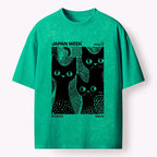 Japanese Black Cat Polka Dot T-Shirt