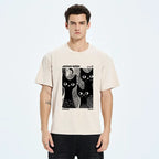 Japanese Black Cat Polka Dot T-Shirt