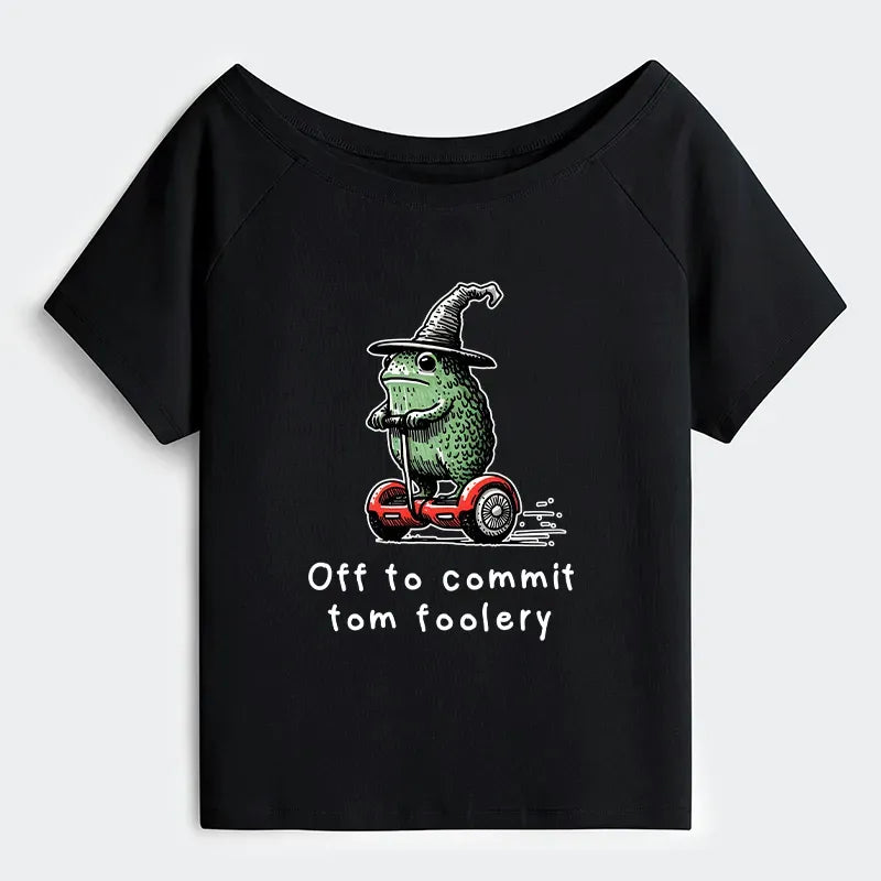 Japanese Frog Off Shoulder T-Shirt for Streetwear