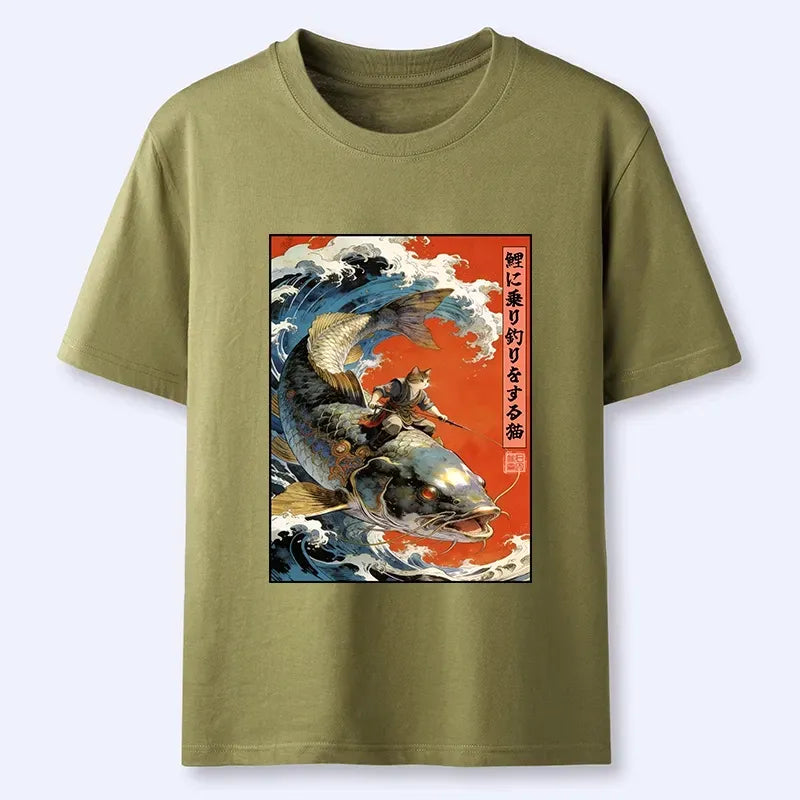 Japanese Ukiyo-e Cat T-Shirt for Streetwear