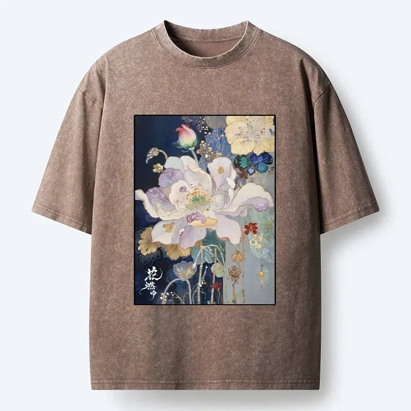 Kyoto lion golden flower tee for summer
