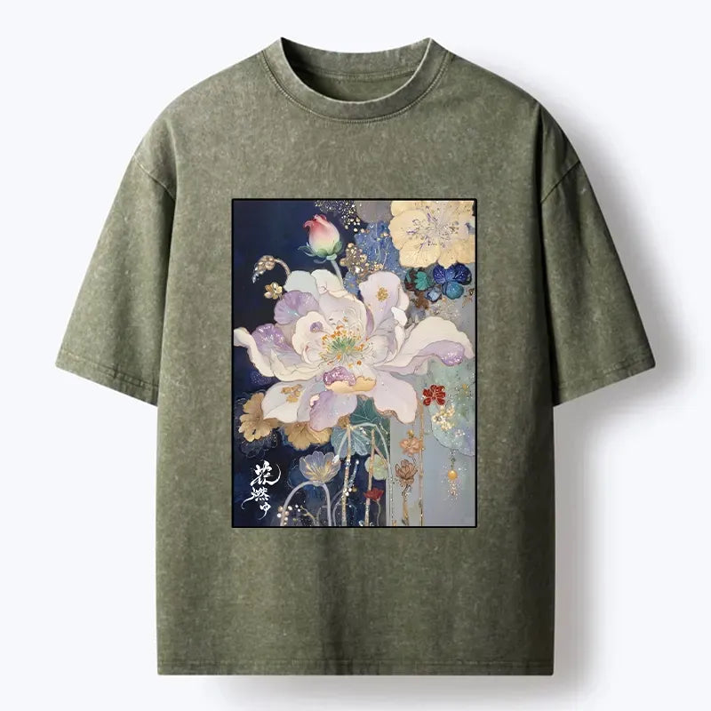 Japanese vintage washed t-shirt for daily wear