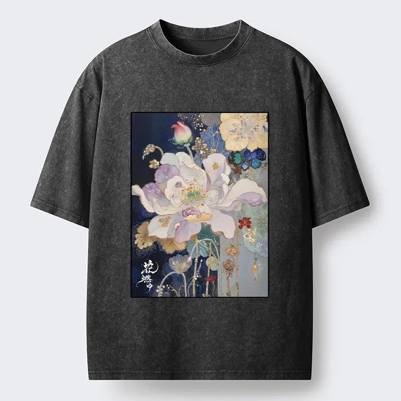 Kyoto lion golden flower tee for summer