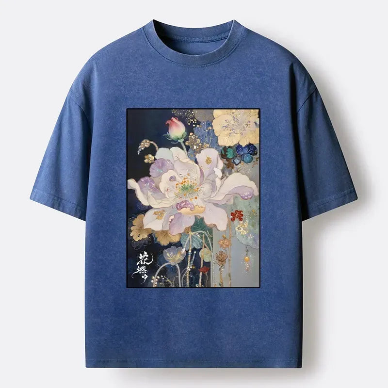 Kyoto lion golden flower tee for summer