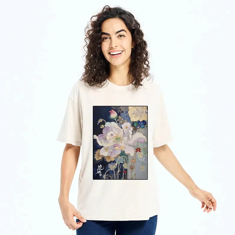 Ukiyo-e golden flower unisex tee on sale
