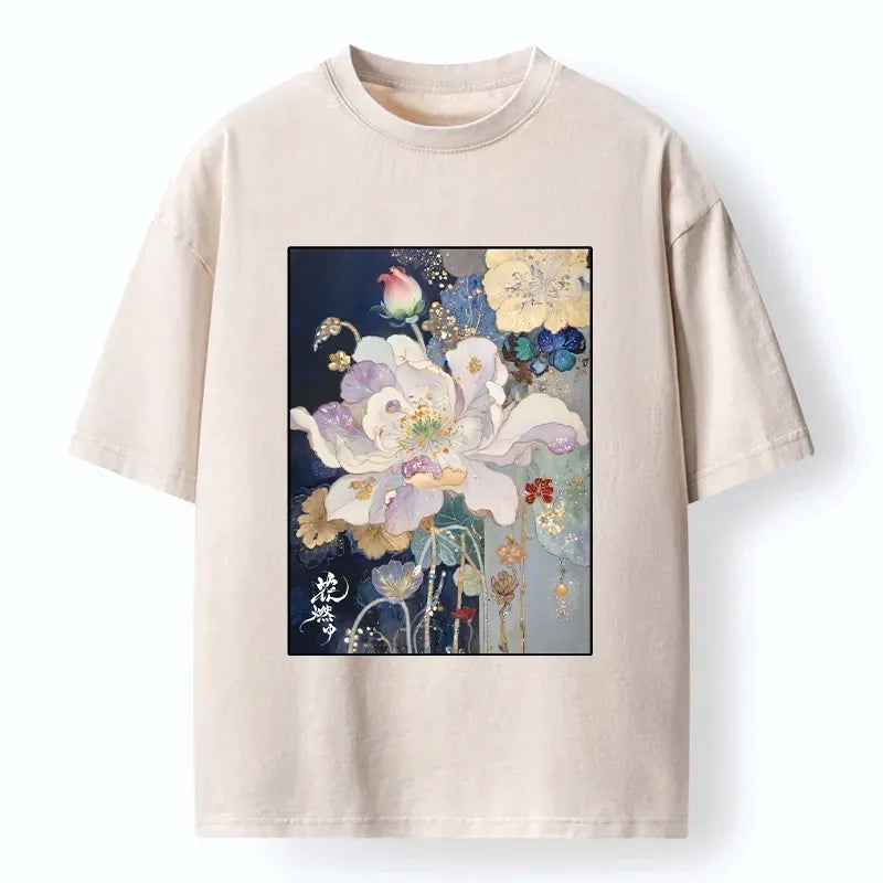 Ukiyo-e golden flower unisex tee on sale