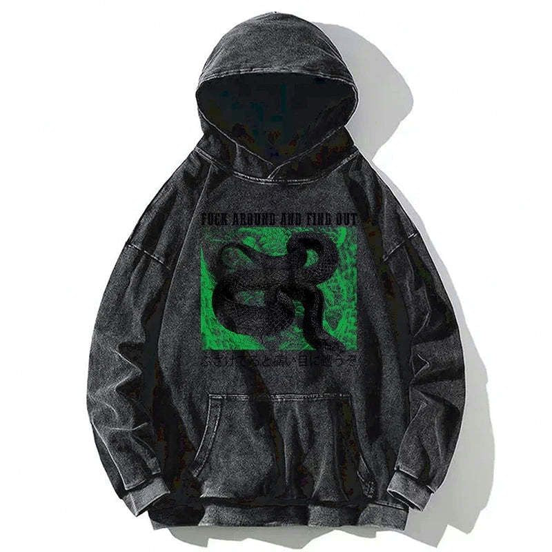 Kyoto-Lion Cold And Heartless Snake Washed Hoodie